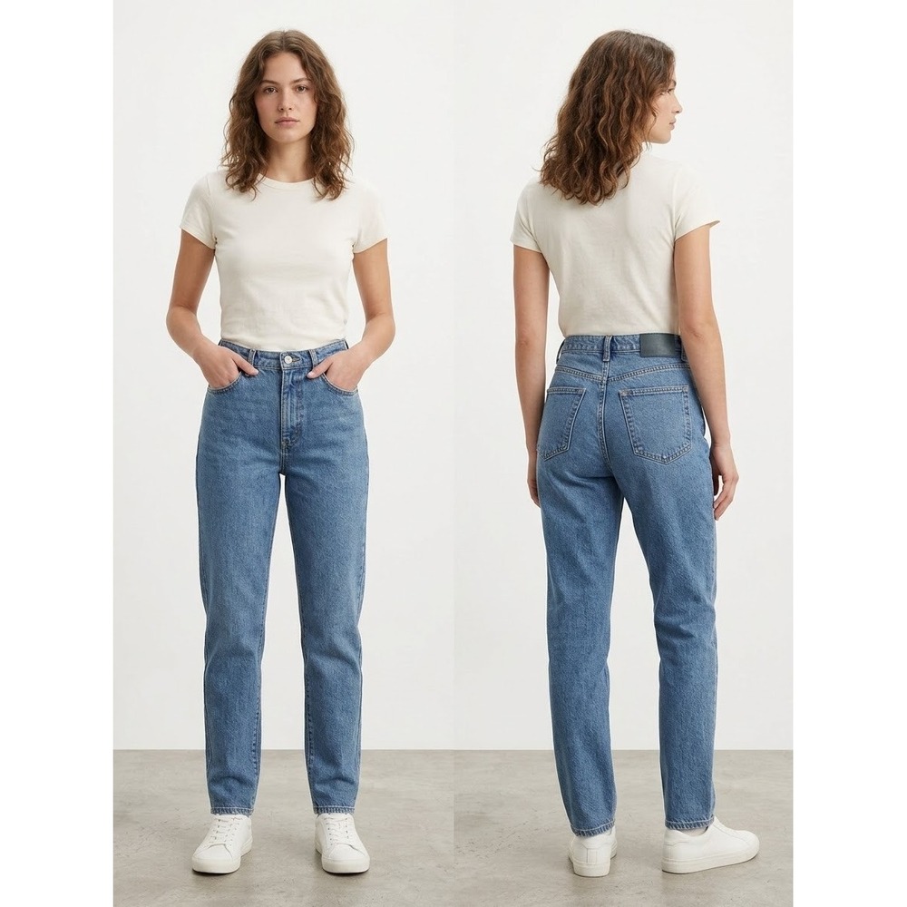 Calvin Klein Jeans VTG High Rise Straight Leg Double Stone Wash Blue Women 12